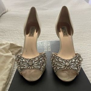 Badgley Mischka Candance Ivory Satin Shoes